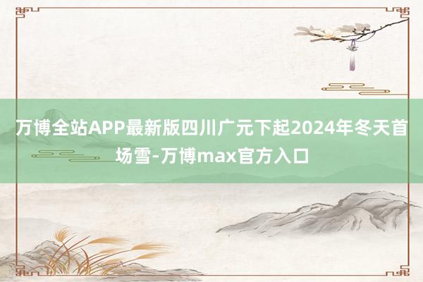 万博全站APP最新版四川广元下起2024年冬天首场雪-万博max官方入口