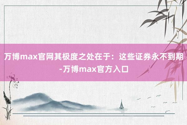 万博max官网其极度之处在于：这些证券永不到期-万博max官方入口