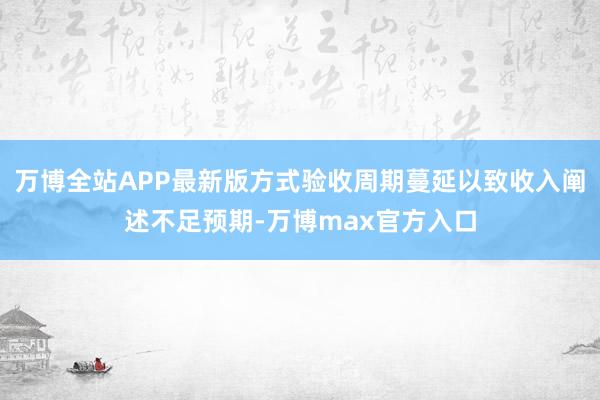 万博全站APP最新版方式验收周期蔓延以致收入阐述不足预期-万博max官方入口