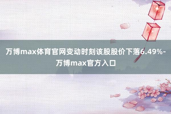 万博max体育官网变动时刻该股股价下落6.49%-万博max官方入口