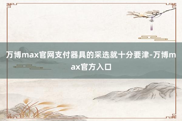 万博max官网支付器具的采选就十分要津-万博max官方入口
